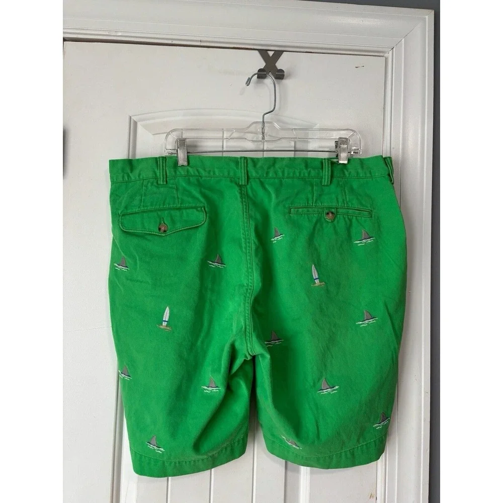 Polo Ralph Lauren Bedford Embroidered Shorts 40x9 Mens Green Shark Fin Boat